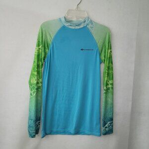 ORageous Rashguard Sun‎ Shirt Kids M BlueGreen Long Sleeve Camo Realtree